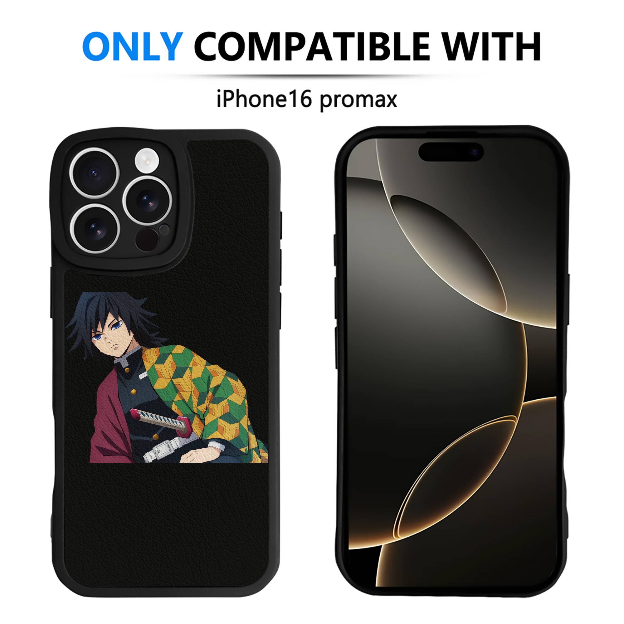 （画像用） 鬼滅の刃（きめつのやいば）水柱-冨岡 義勇／とみおか ぎゆう Tomioka Giyuu 【iPhone 16シリーズ対応】シリコンスマホケース（レザー調） 材質：シリコン